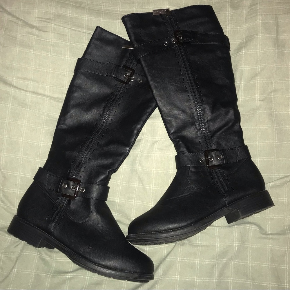 Black combat boots